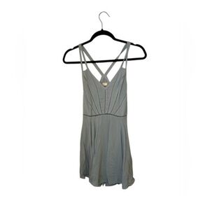 silence + noise Blue Mini Pleated Fitted Sleeveless Dress